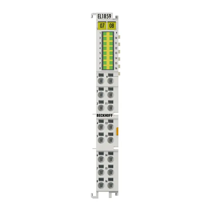 EL1859 | EtherCAT Terminali, 8 kanallı dijital giriş + 8 kanallı dijital çıkış, 24 V DC, 3 ms, 0,5 A