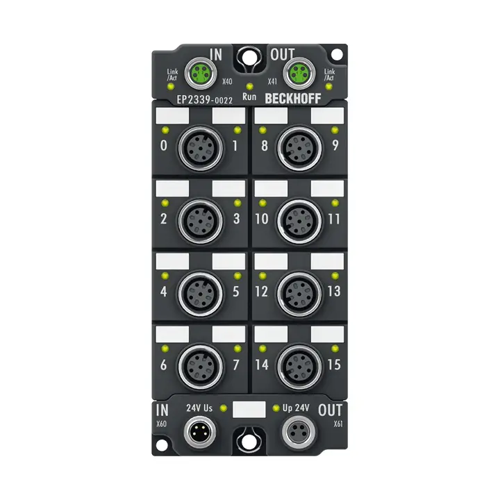 EP2339-0022 | EtherCAT Kutusu, 16 kanallı dijital kombi, 24 V DC, 3 ms, 0,5 A, M12