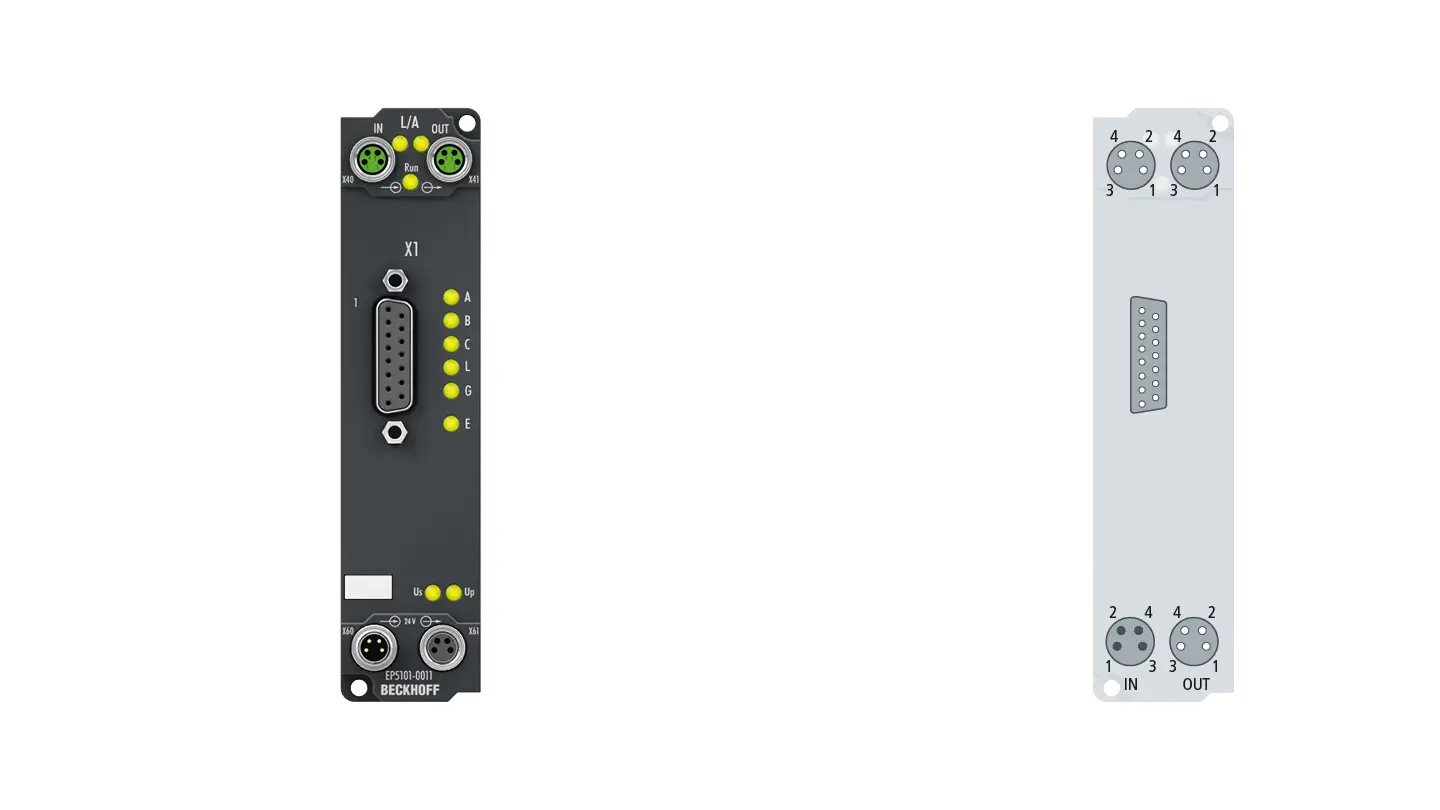 EP5101-0011 | EtherCAT Kutusu, 1 kanallı enkoder arayüzü, artımlı, 5 V DC (DIFF RS422, TTL), 1 MHz, D-sub