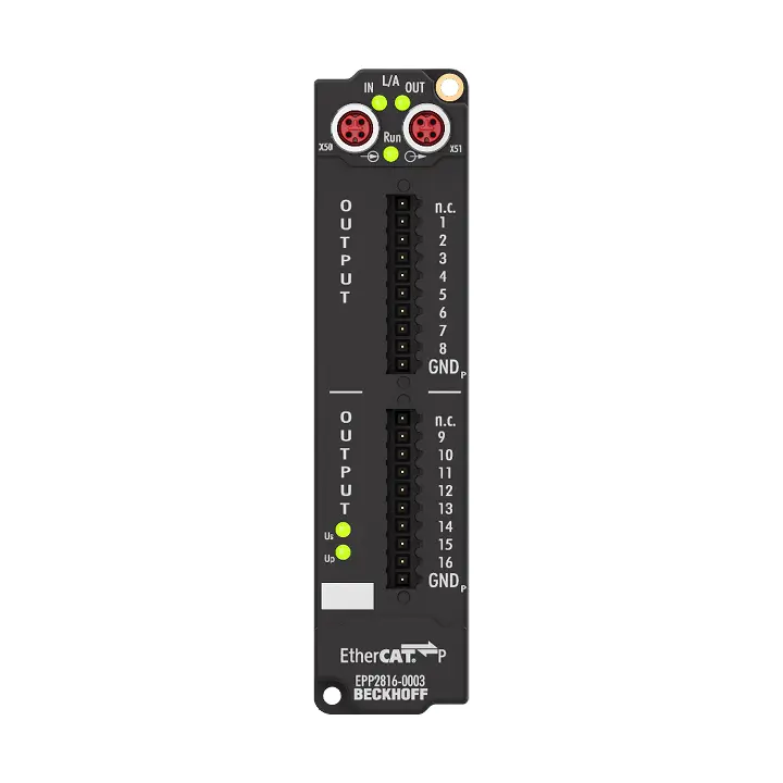 EPP2816-0003 | EtherCAT P Kutusu, 16 kanallı dijital çıkış, 24 V DC, 0,5 A, IP20 konektör